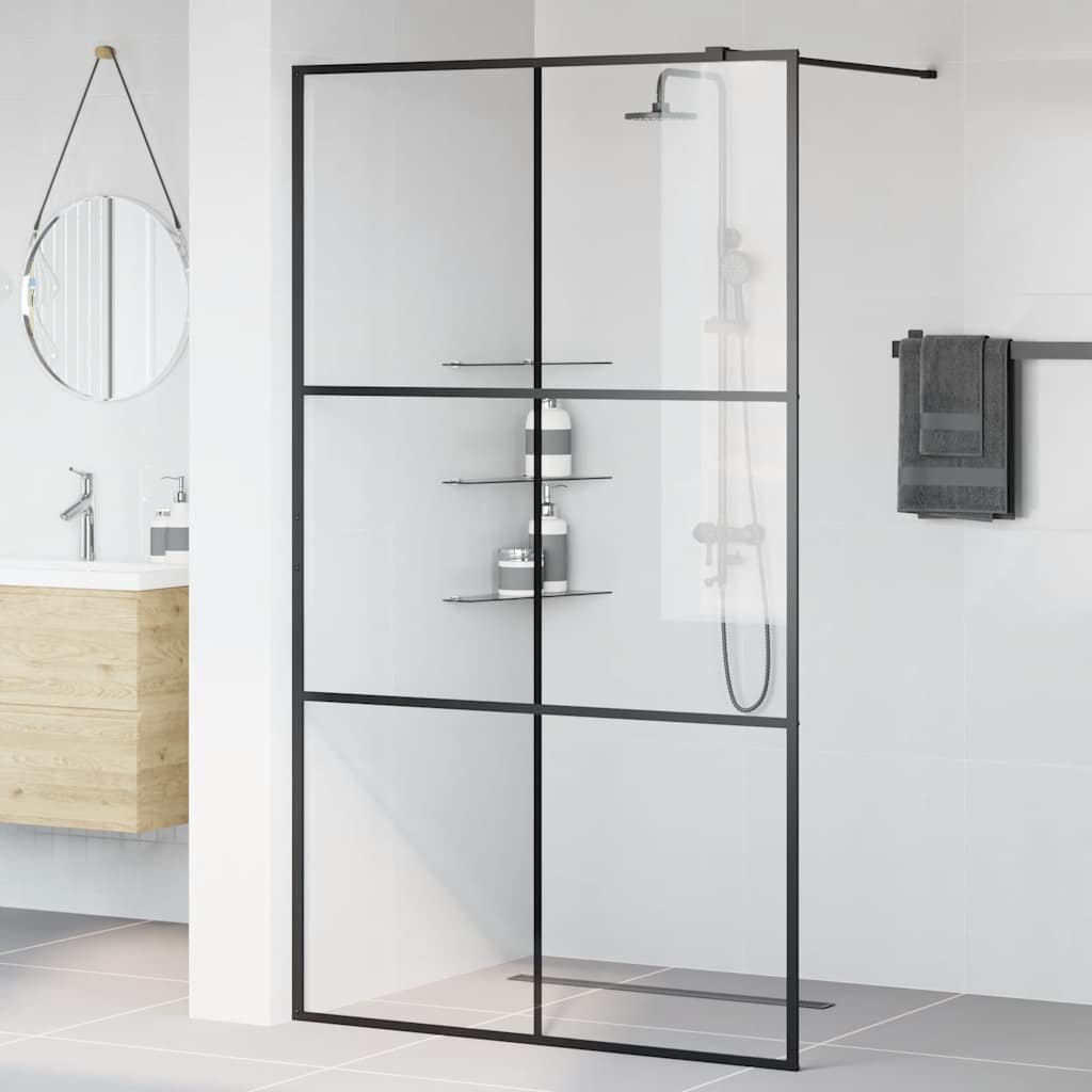 Vidaxl Walk-In Shower Mall 115x195 cm ESG-Glas transparente y negro