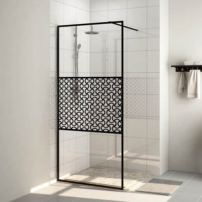 Vidaxl inloopdouchewand 100x195 cm esg-glas transparant en zwart