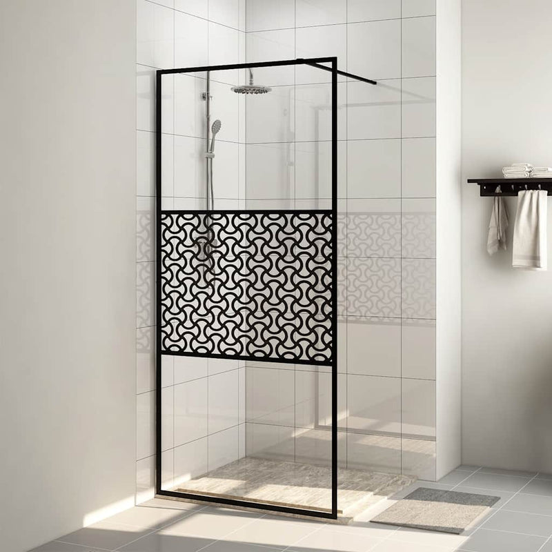 Vidaxl Walk-In Shower Mall 100x195 cm ESG-GLAS transparente y negro