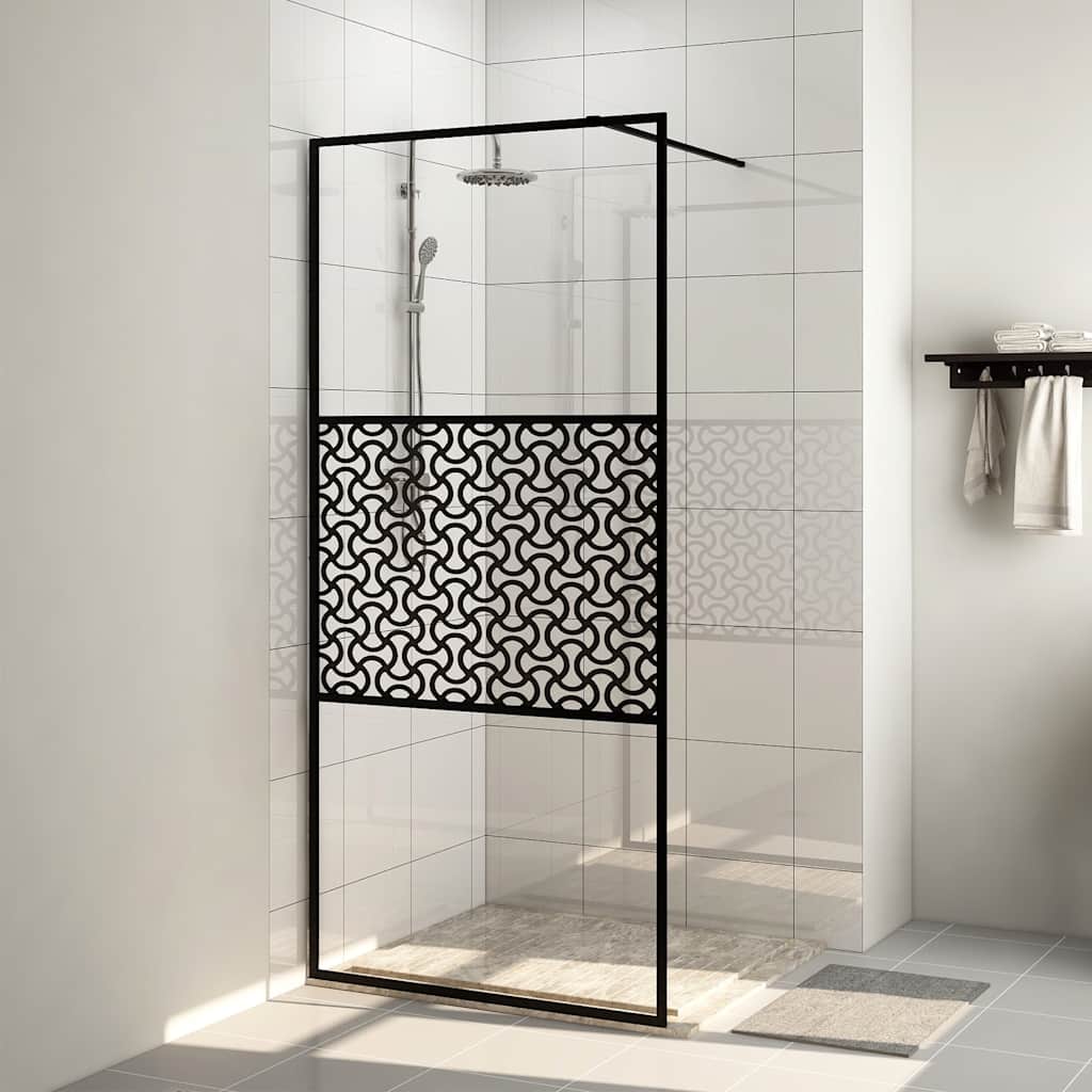 Vidaxl Walk-In Shower Mall 100x195 cm ESG-GLAS transparente y negro