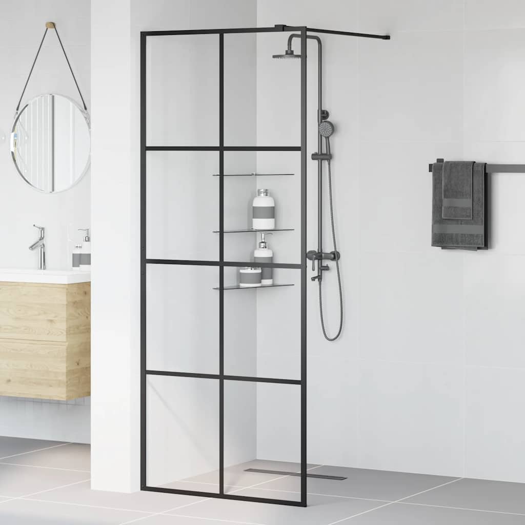 Vidaxl Walk-In Shower Mall 80x195 CM ESG-Glas transparente y negro