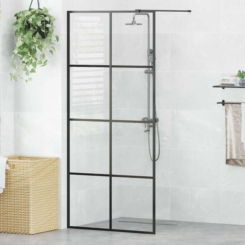 Vidaxl Walk-In Shower Wall 90x195 cm ESG-Glas transparente y negro