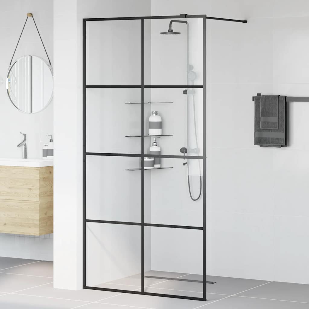 Vidaxl Walk-In Shower Mall 100x195 cm ESG-GLAS transparente y negro