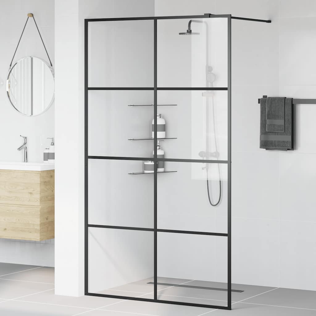 Vidaxl Walk-In Shower Mall 115x195 cm ESG-Glas transparente y negro