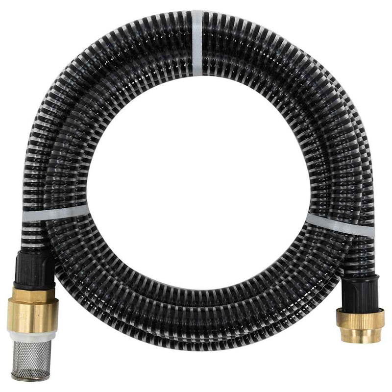 Vidaxl Sucking tubo con giunti in ottone 1.1 '' 3 m PVC nero