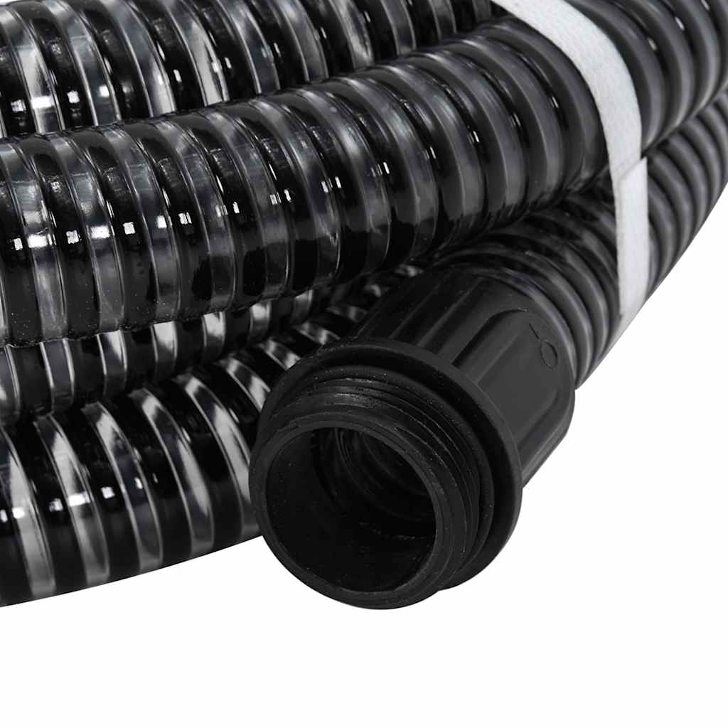 Vidaxl Sucking tubo con giunti in ottone 1.1 '' 3 m PVC nero
