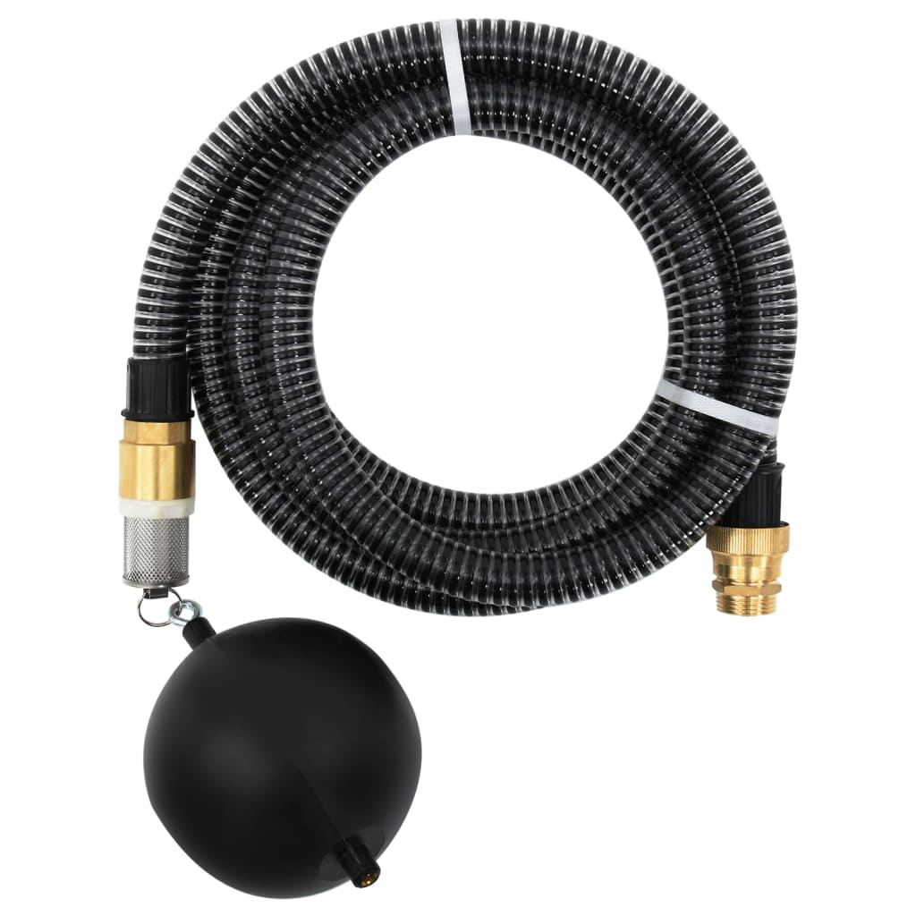 Vidaxl Sucking Manguera con acoplamientos de latón 1.1 '' 5 M PVC Negro