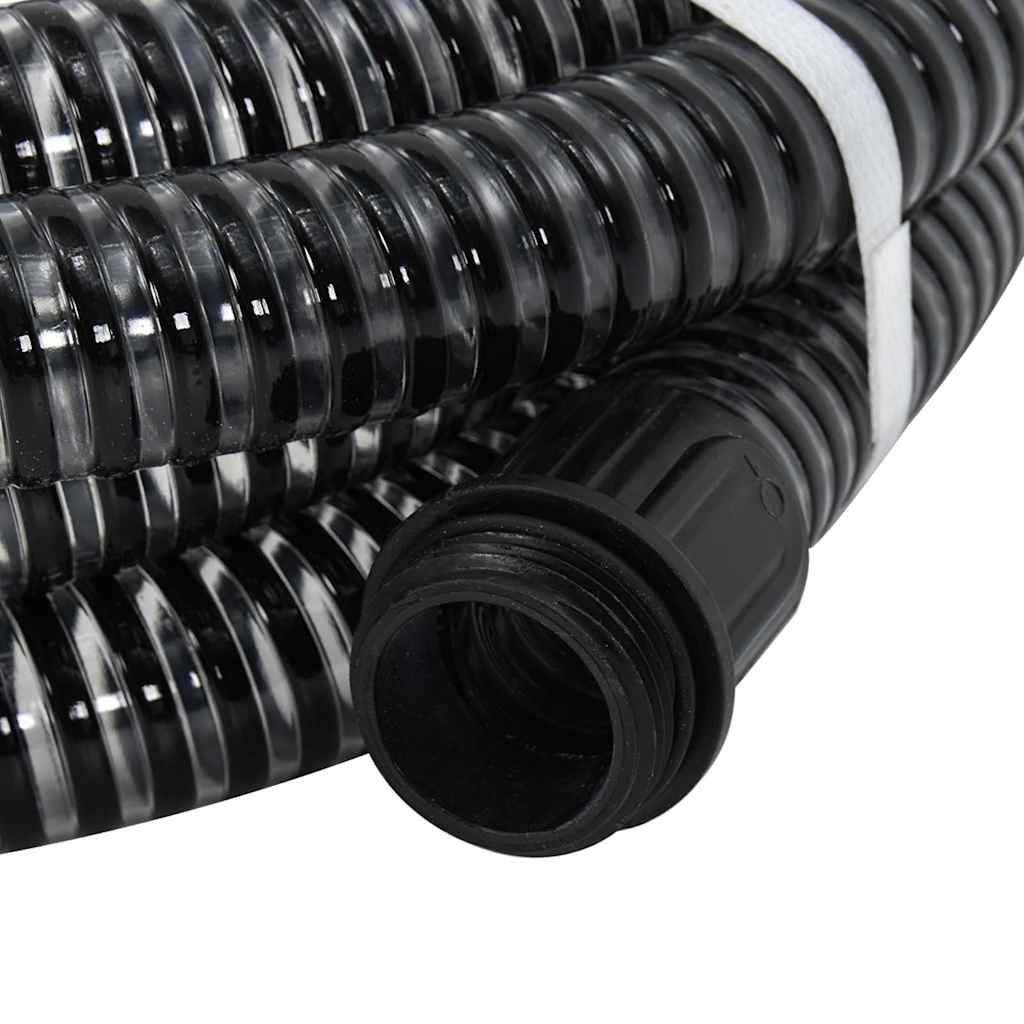 Vidaxl Sucking tubo con giunti in ottone 1.1 '' 10 m PVC nero