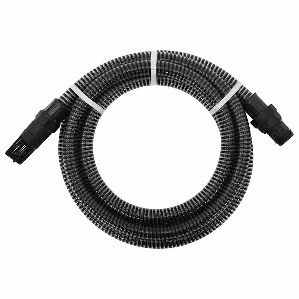 Tubo aspirazione Vidaxl con raccordi in PVC 1,1'' 7 m PVC nero