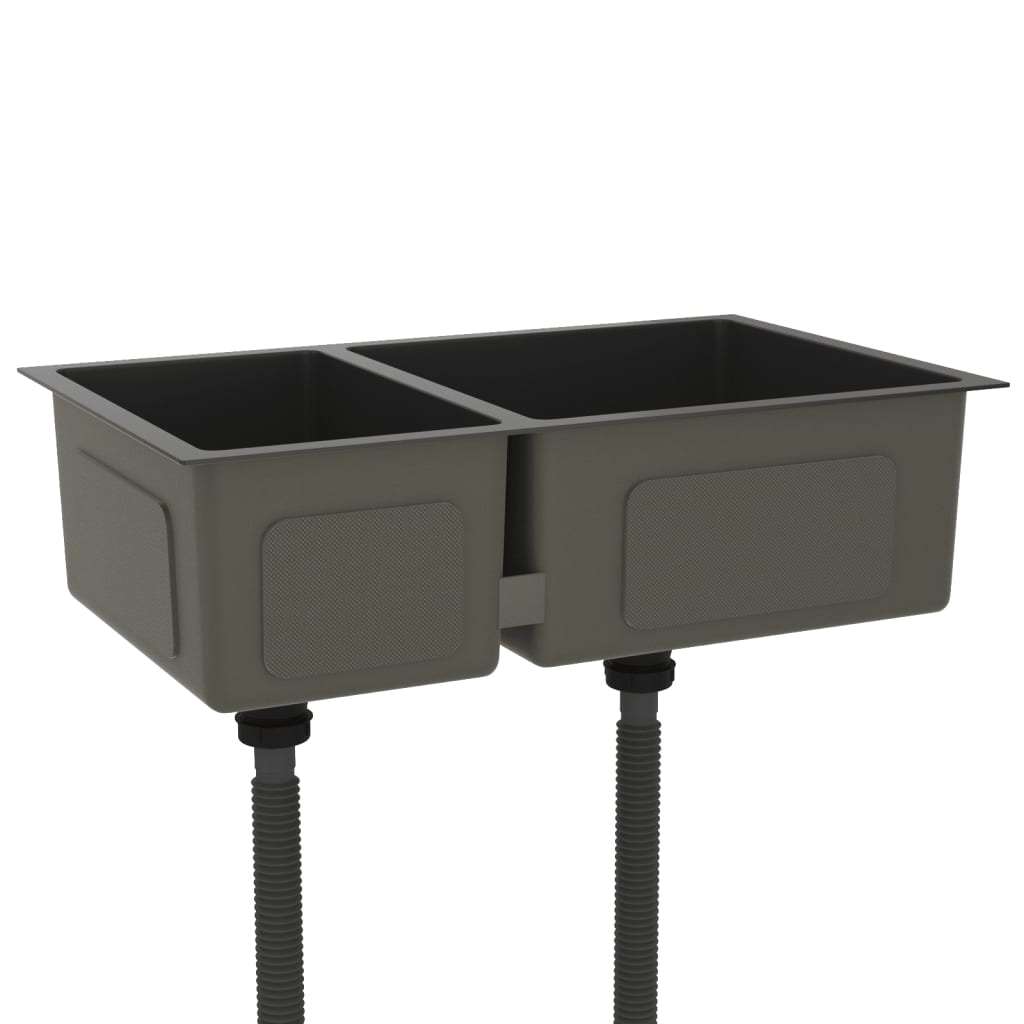 Vidaxl fregadero de acero inoxidable negro
