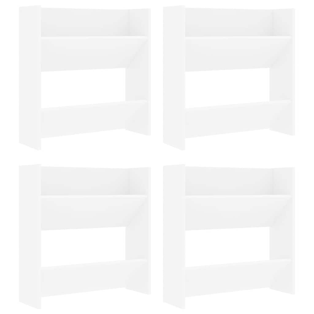 Vidaxx zapateros de pared 4 piezas 60x18x60 cm madera contrachapada blanco