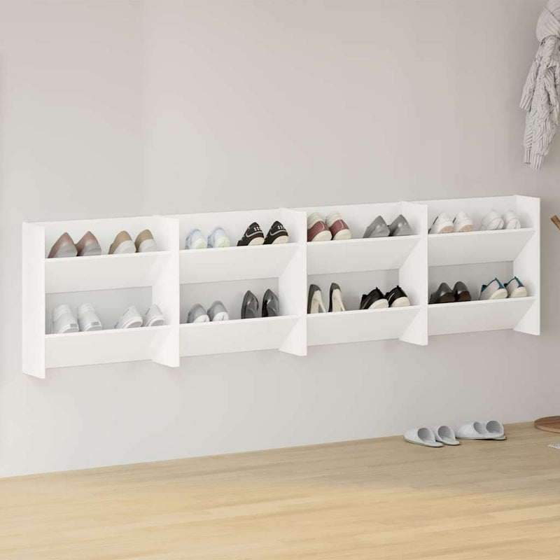 Vidaxx zapateros de pared 4 piezas 60x18x60 cm madera contrachapada blanco