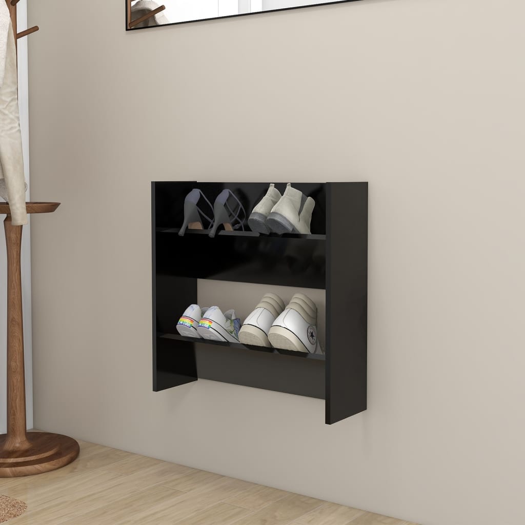 Gabinete de zapatos de pared de Vidaxl 60x18x60 cm de madera propiedad de negro