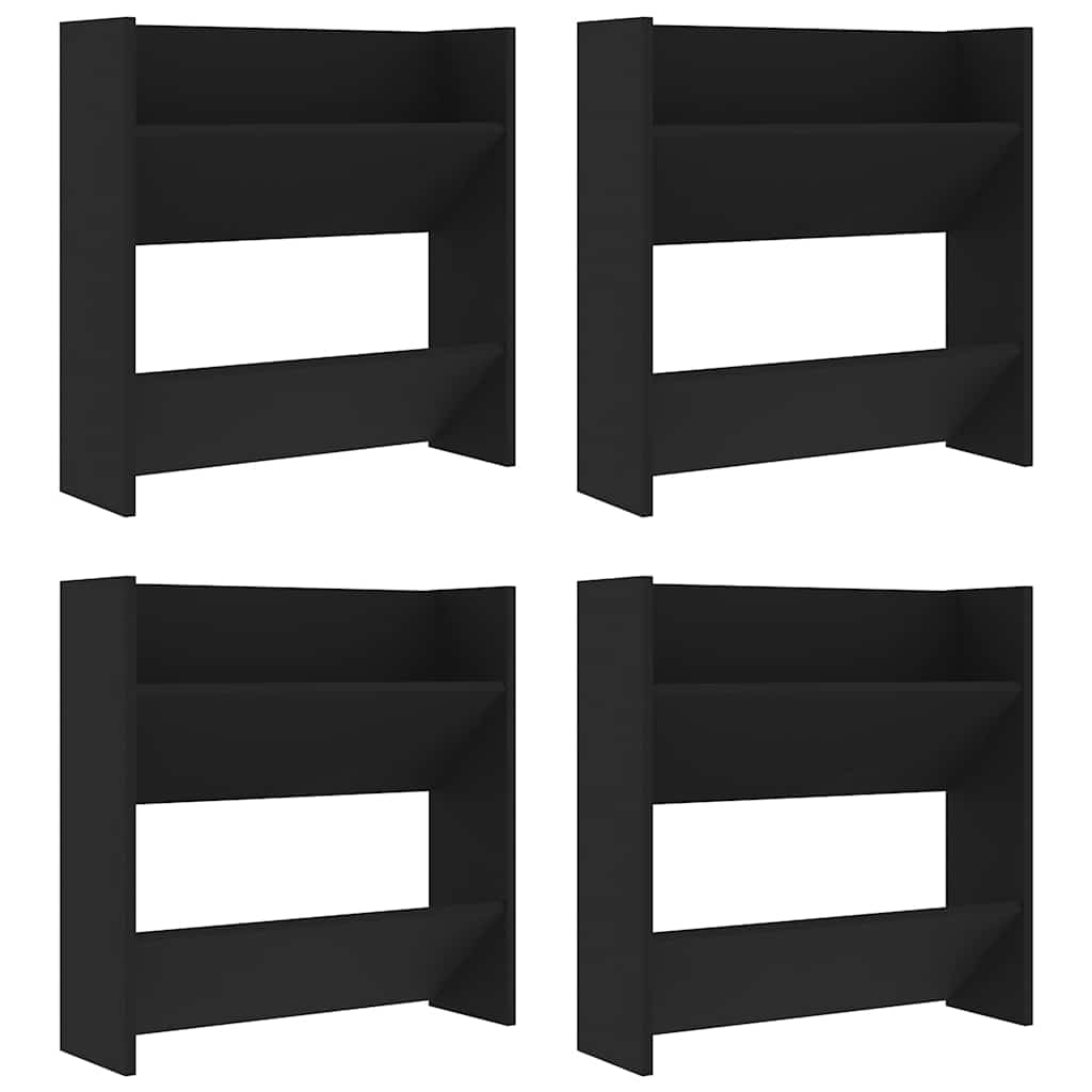 Gabinetes de zapatos de pared Vidaxl 4 PCS 60x18x60 cm de madera propiedad de negro