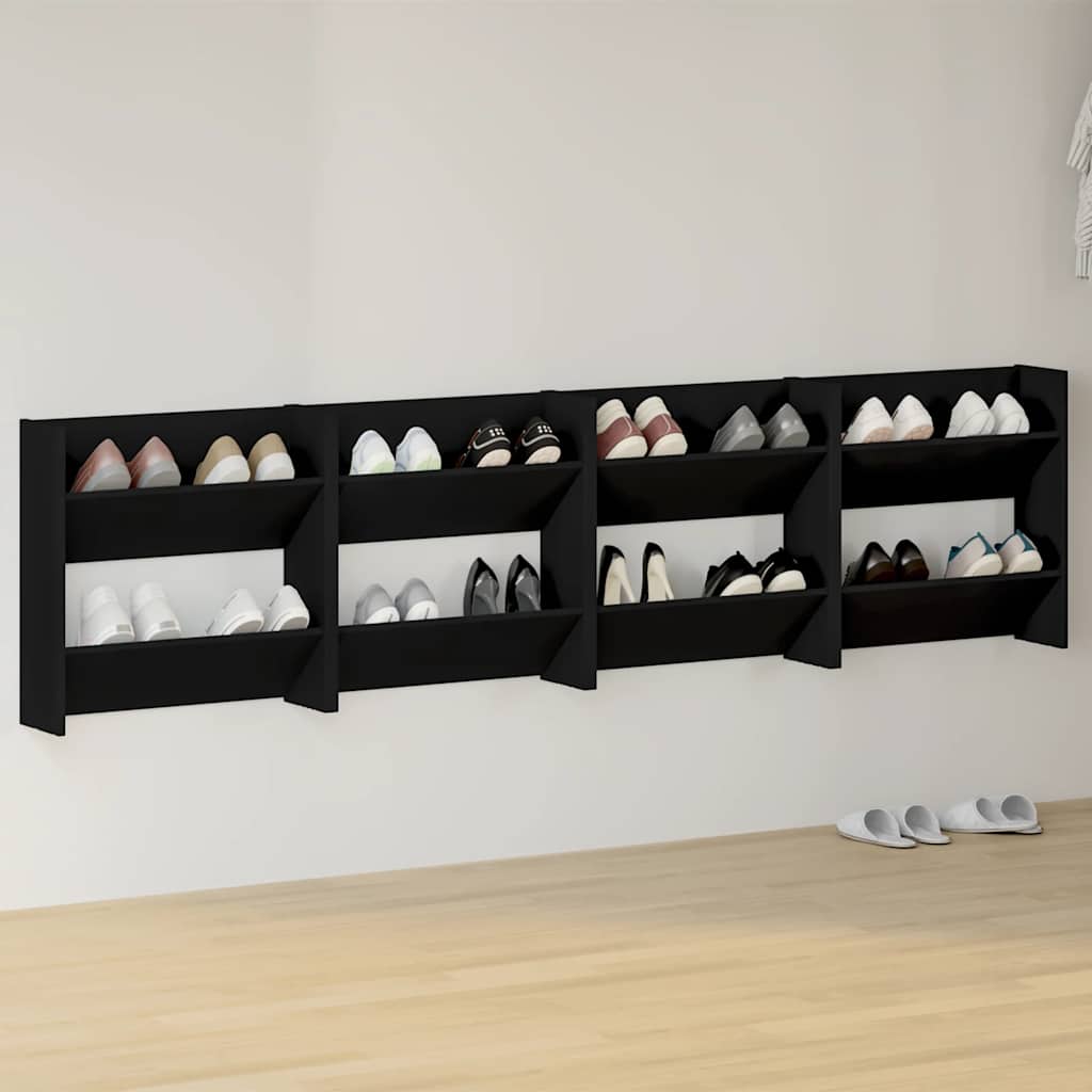 Gabinetes de zapatos de pared Vidaxl 4 PCS 60x18x60 cm de madera propiedad de negro