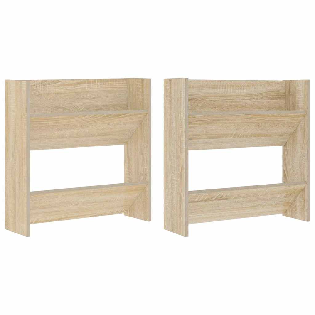 Vidaxx zapateros de pared 2 piezas 60x18x60 cm aglomerado roble sonoma