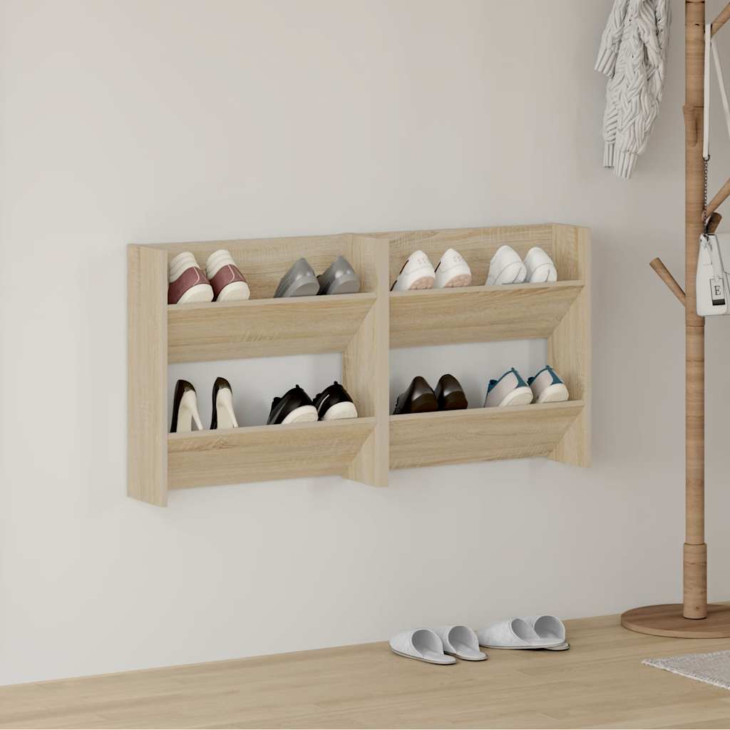 Vidaxx zapateros de pared 2 piezas 60x18x60 cm aglomerado roble sonoma