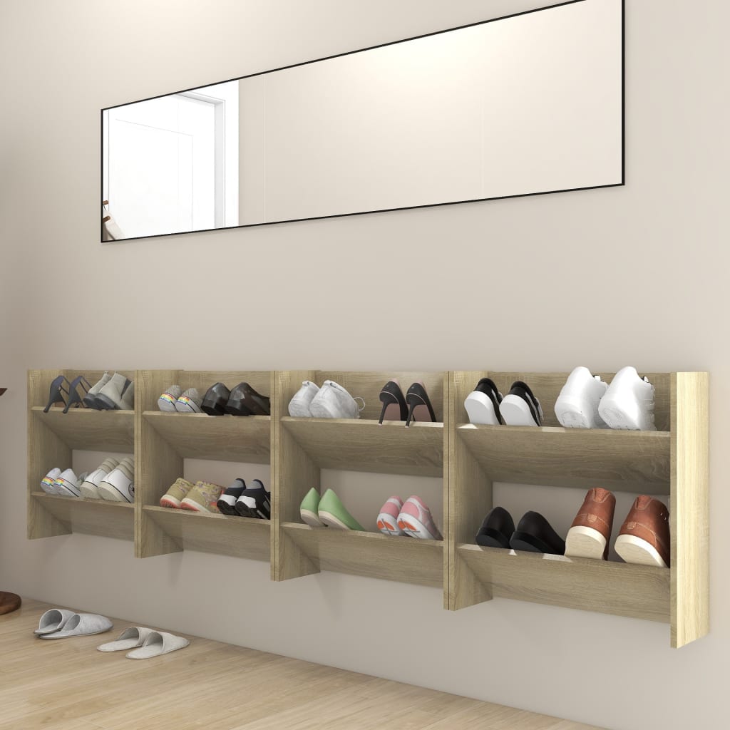 Vidaxl Wall Shoe armadietti 4 pezzi 60x18x60 cm Oak in legno trasformato in legno