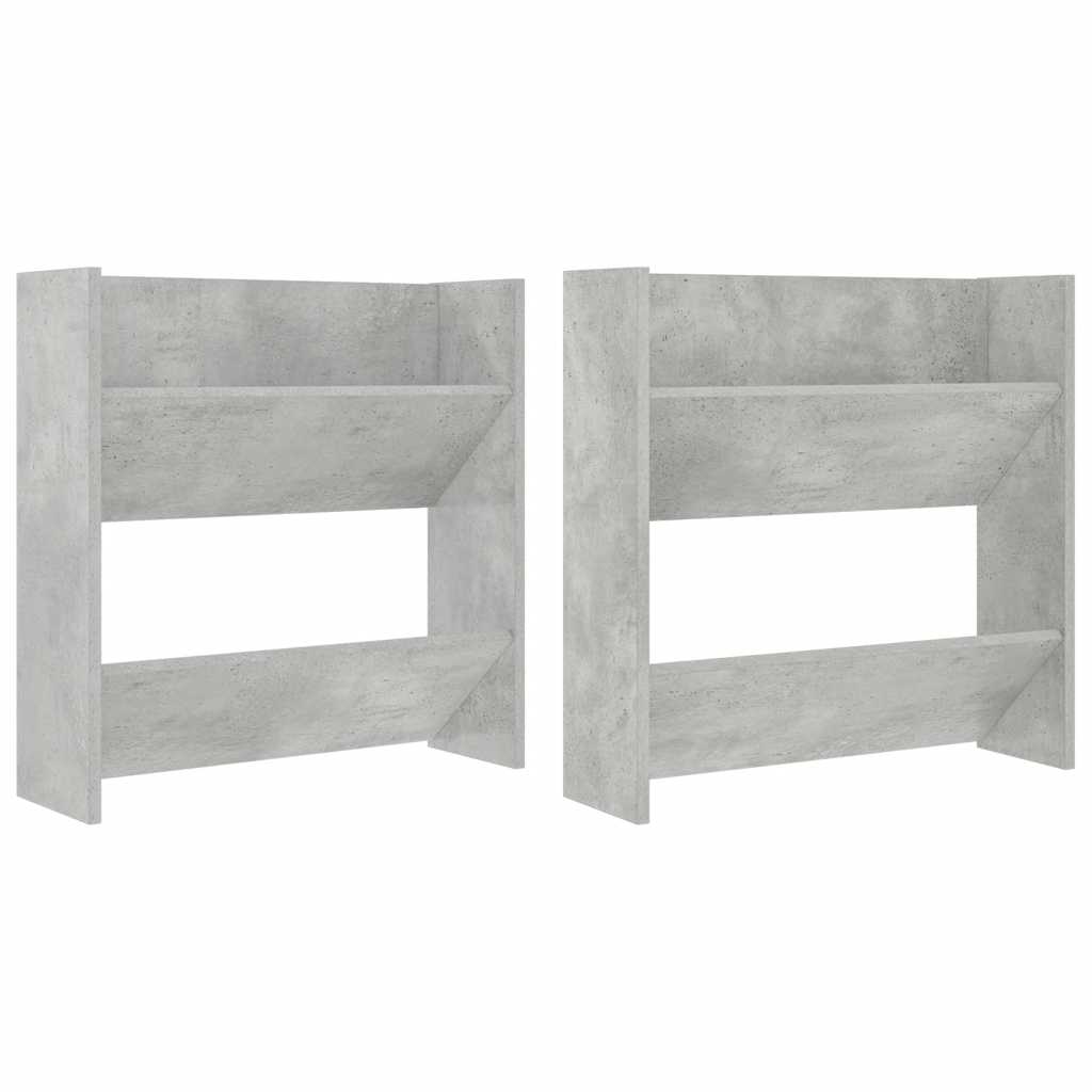 Vidaxx zapateros de pared 2 uds 60x18x60 cm aglomerado gris hormigón