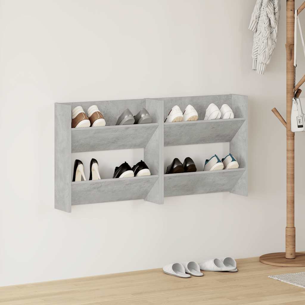 Vidaxx zapateros de pared 2 uds 60x18x60 cm aglomerado gris hormigón