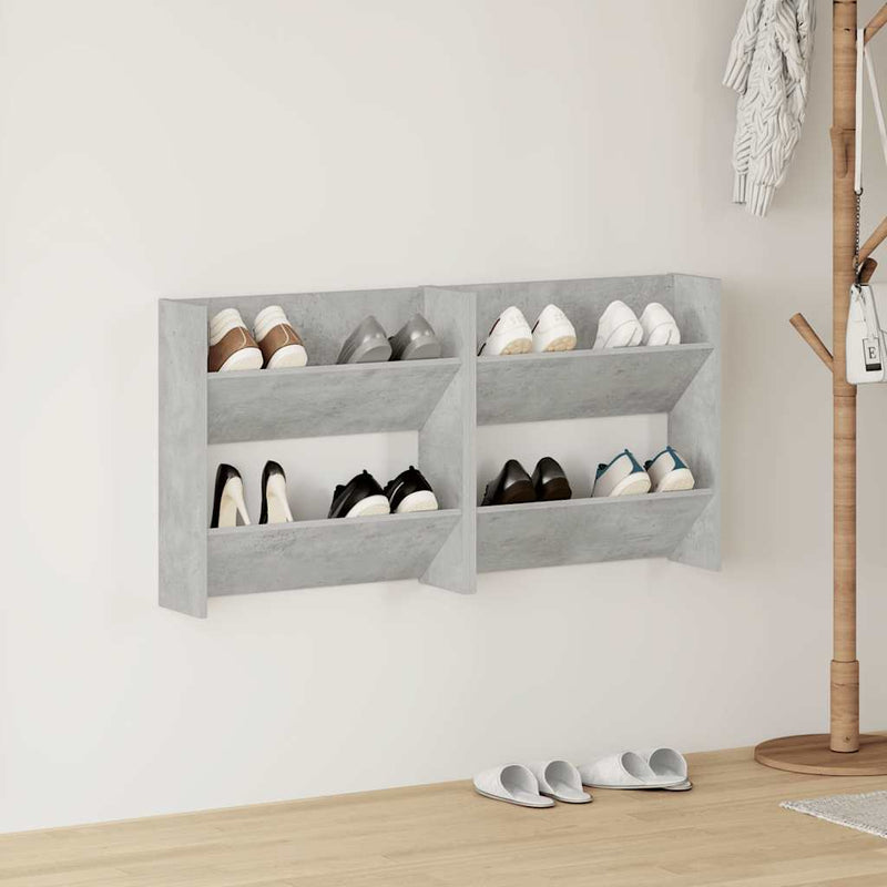 Vidaxx zapateros de pared 2 uds 60x18x60 cm aglomerado gris hormigón