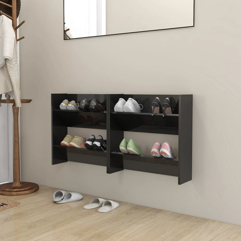 Vidaxl Wall Shoe Armates 2 St 60x18x60 cm in legno alto nero
