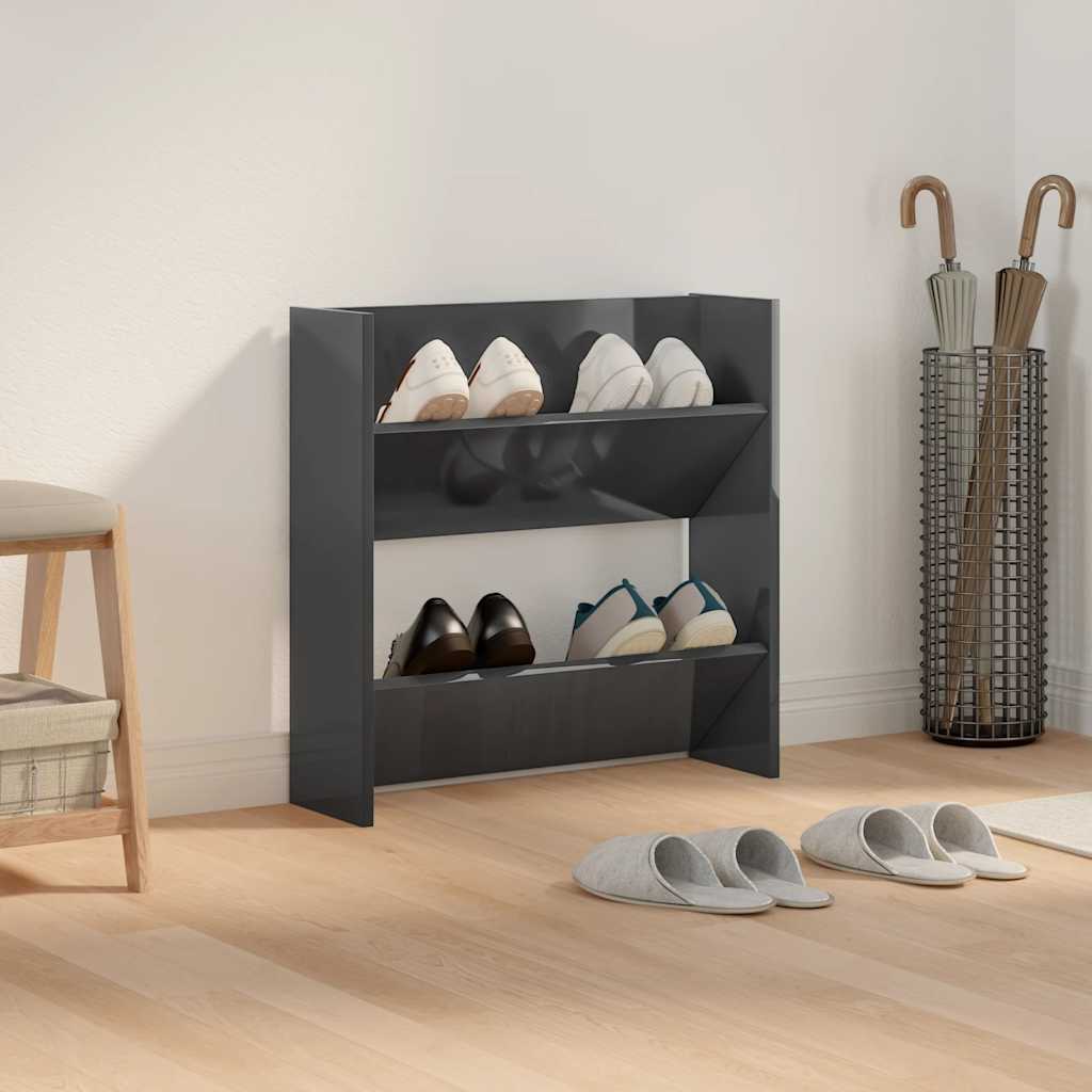 Armadio da scarpe a parete Vidaxl 60x18x60 cm Properpata in legno grigio lucido