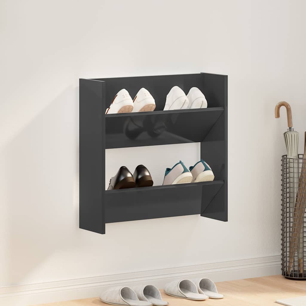 Armadio da scarpe a parete Vidaxl 60x18x60 cm Properpata in legno grigio lucido