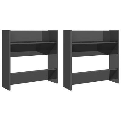 Vidaxl Wall Shoe Armates 2 St 60x18x60 cm Legno grigio lucido alto