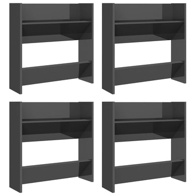 Armadi per scarpe a parete Vidaxl 4 St 60x18x60 cm in legno grigio lucido