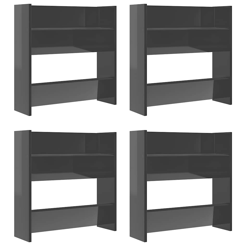 Gabinetes de zapatos de pared Vidaxl 4 st 60x18x60 cm de madera de color gris brillante