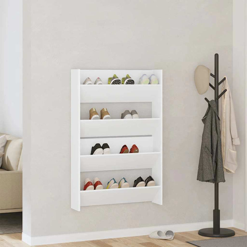 Vidaxx zapateros de pared 2 piezas aglomerado blanco 80x18x60 cm