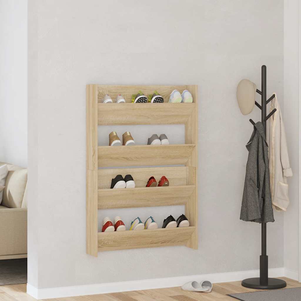 Vidaxx zapateros de pared 2 piezas aglomerado roble sonoma 80x18x60 cm