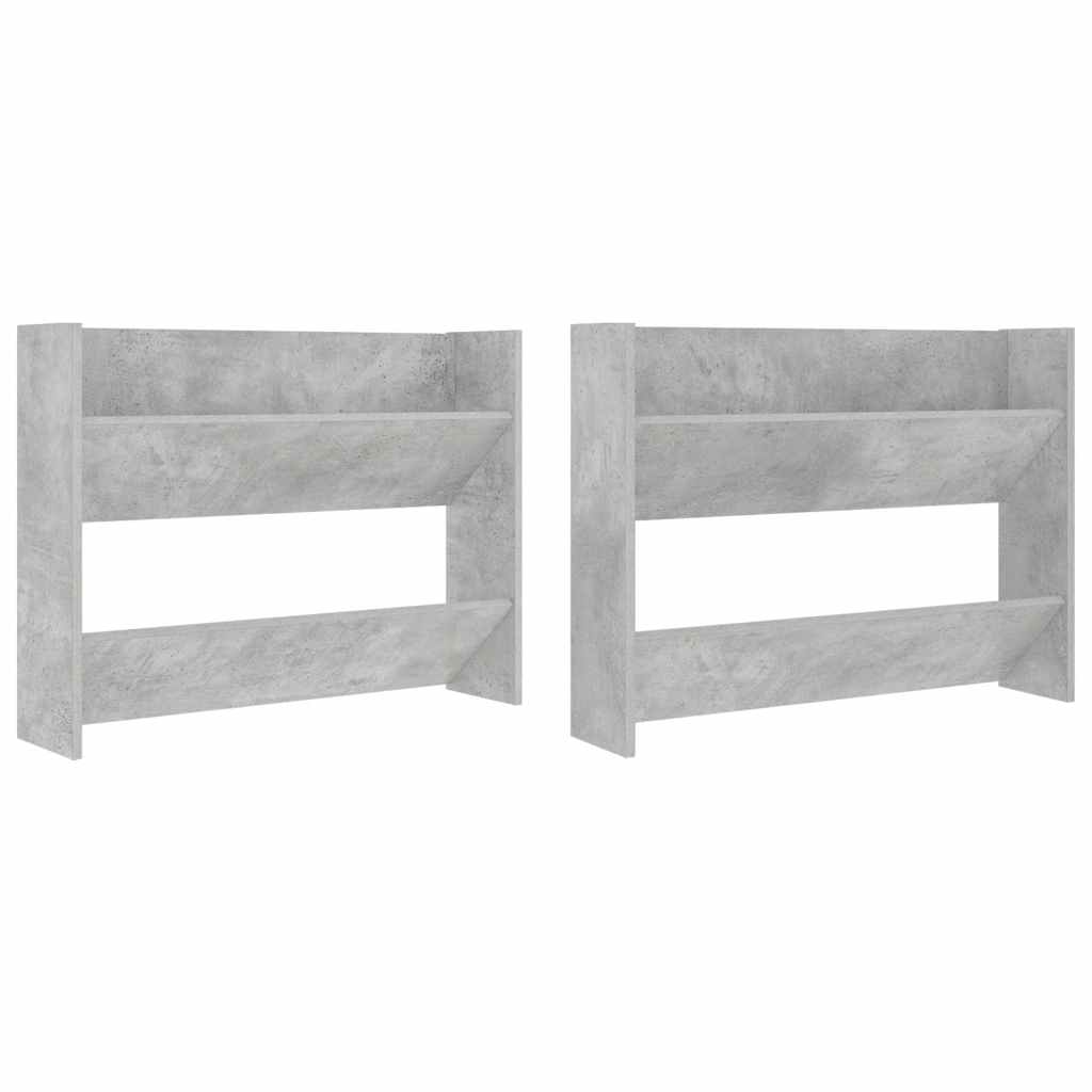 Scarpiere da parete Vidaxx 2 pz 80x18x60 cm in truciolare grigio cemento