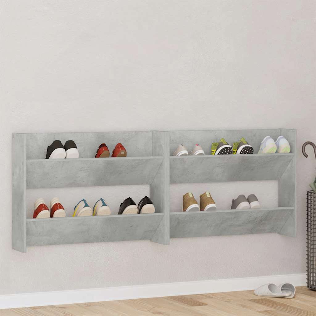 Scarpiere da parete Vidaxx 2 pz 80x18x60 cm in truciolare grigio cemento