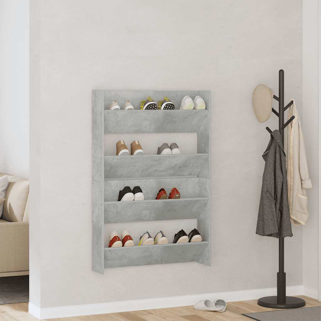 Scarpiere da parete Vidaxx 2 pz 80x18x60 cm in truciolare grigio cemento