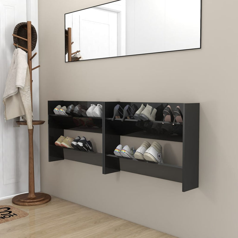 Vidaxl Wall Shoe Armates 2 St 80x18x60 cm in legno alto nero