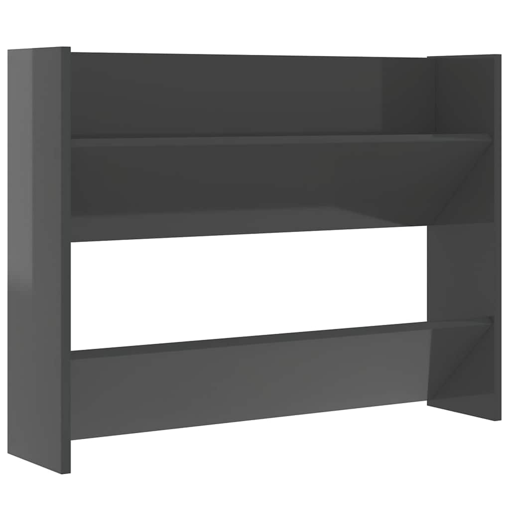Gabinete de zapatos de pared de Vidaxl 80x18x60 cm de madera propiedad de madera de alto brillo gris
