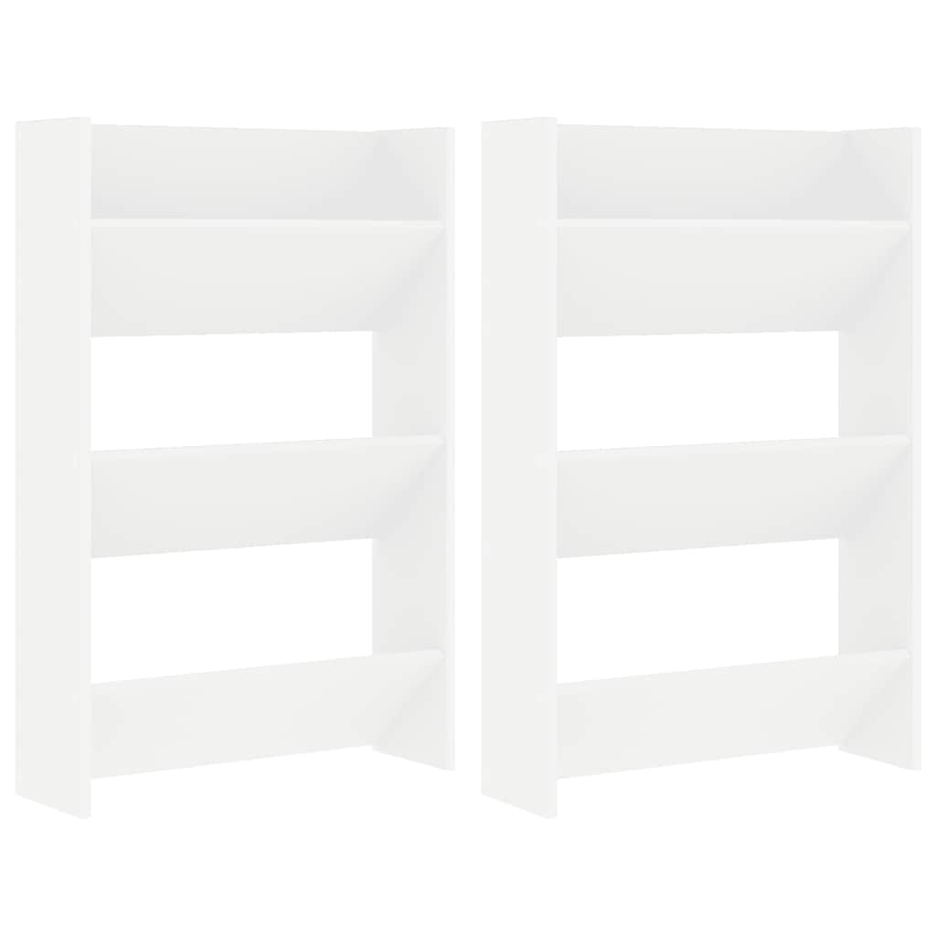 Vidaxx zapateros de pared 2 piezas aglomerado blanco 60x18x90 cm