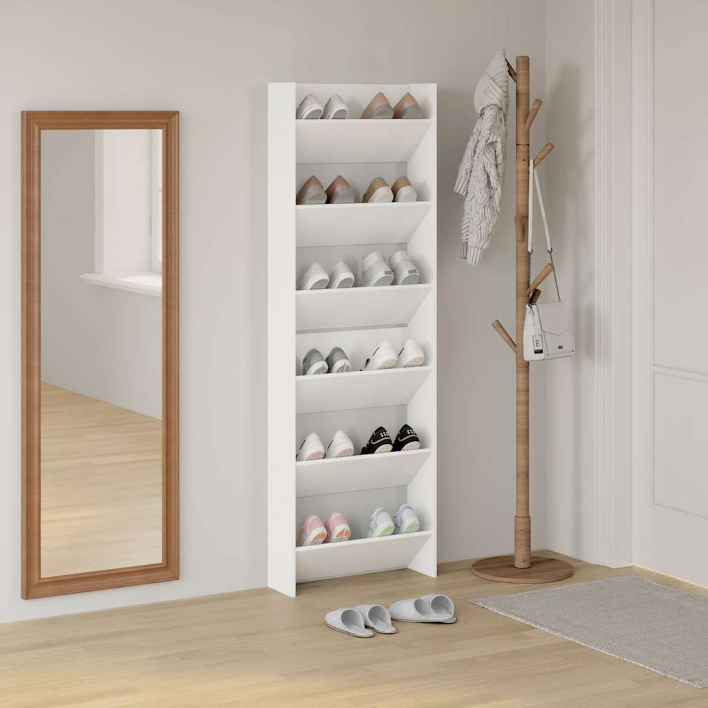 Vidaxx zapateros de pared 2 piezas aglomerado blanco 60x18x90 cm