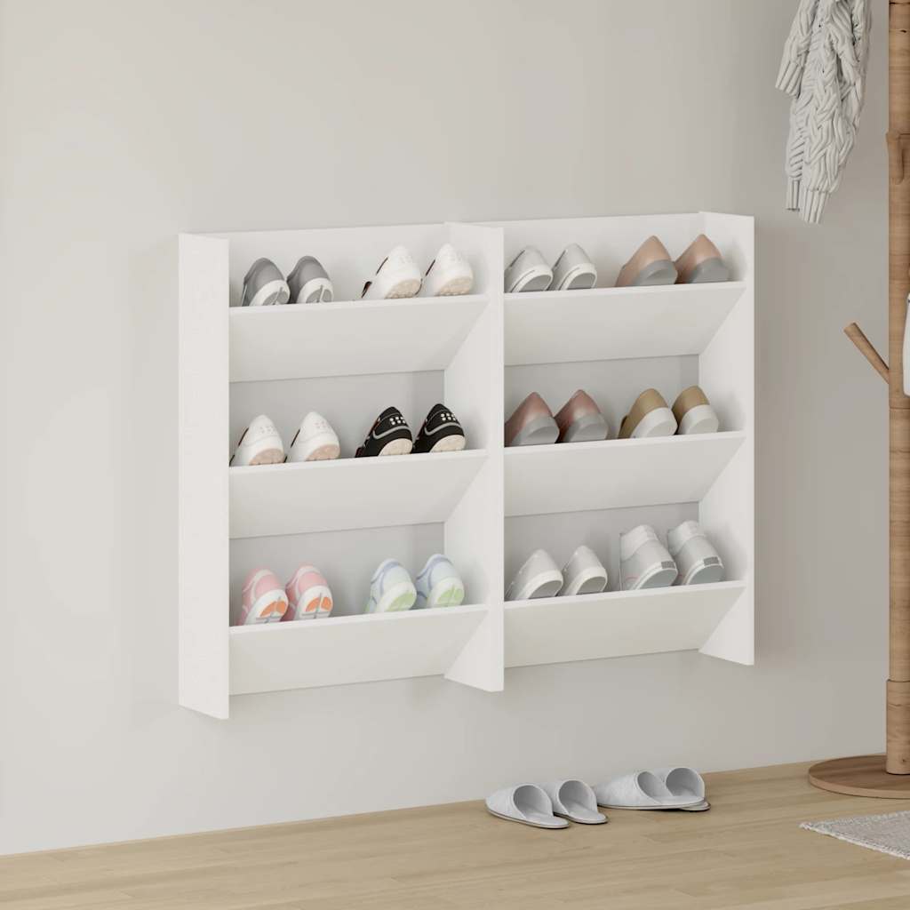 Vidaxx zapateros de pared 2 piezas aglomerado blanco 60x18x90 cm