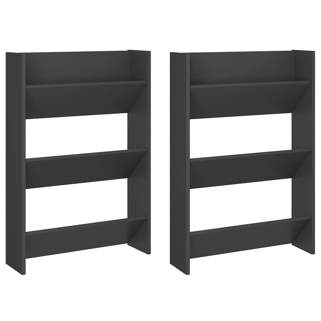 Vidaxl Wall Shoe Armates 2 PCS 60x18x90 cm grigio in legno elaborato