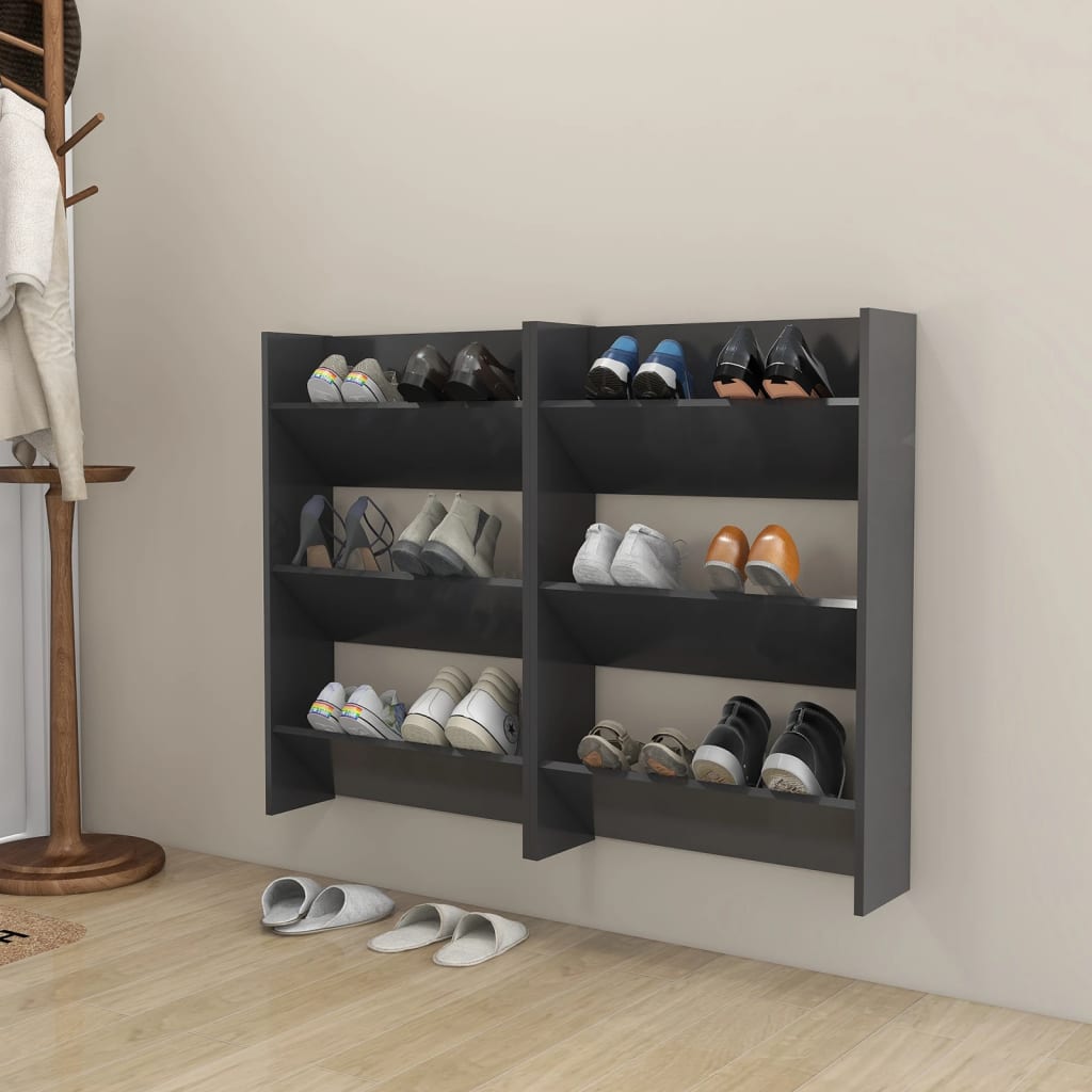 Vidaxl Wall Shoe Armates 2 PCS 60x18x90 cm grigio in legno elaborato
