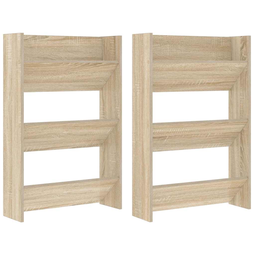 Vidaxx zapateros de pared 2 piezas 60x18x90 cm aglomerado roble sonoma