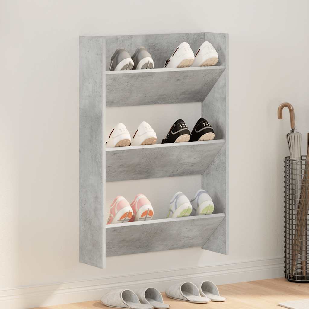Scarpiera da parete Vidaxx 60x18x90 cm in truciolare grigio cemento