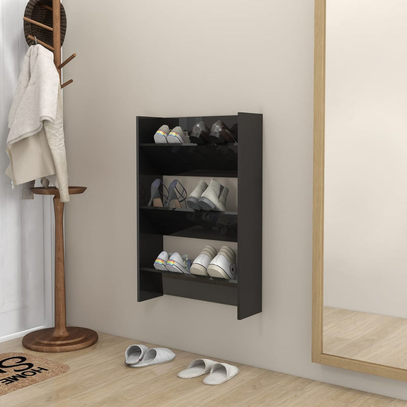 Armadio da scarpe a parete Vidaxl 60x18x90 cm in legno di legno nero
