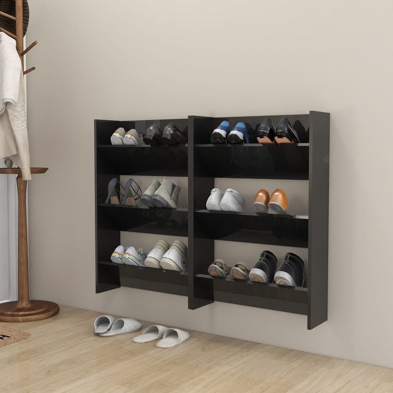 Vidaxl Wall Shoe Armates 2 St 60x18x90 cm in legno alto nero