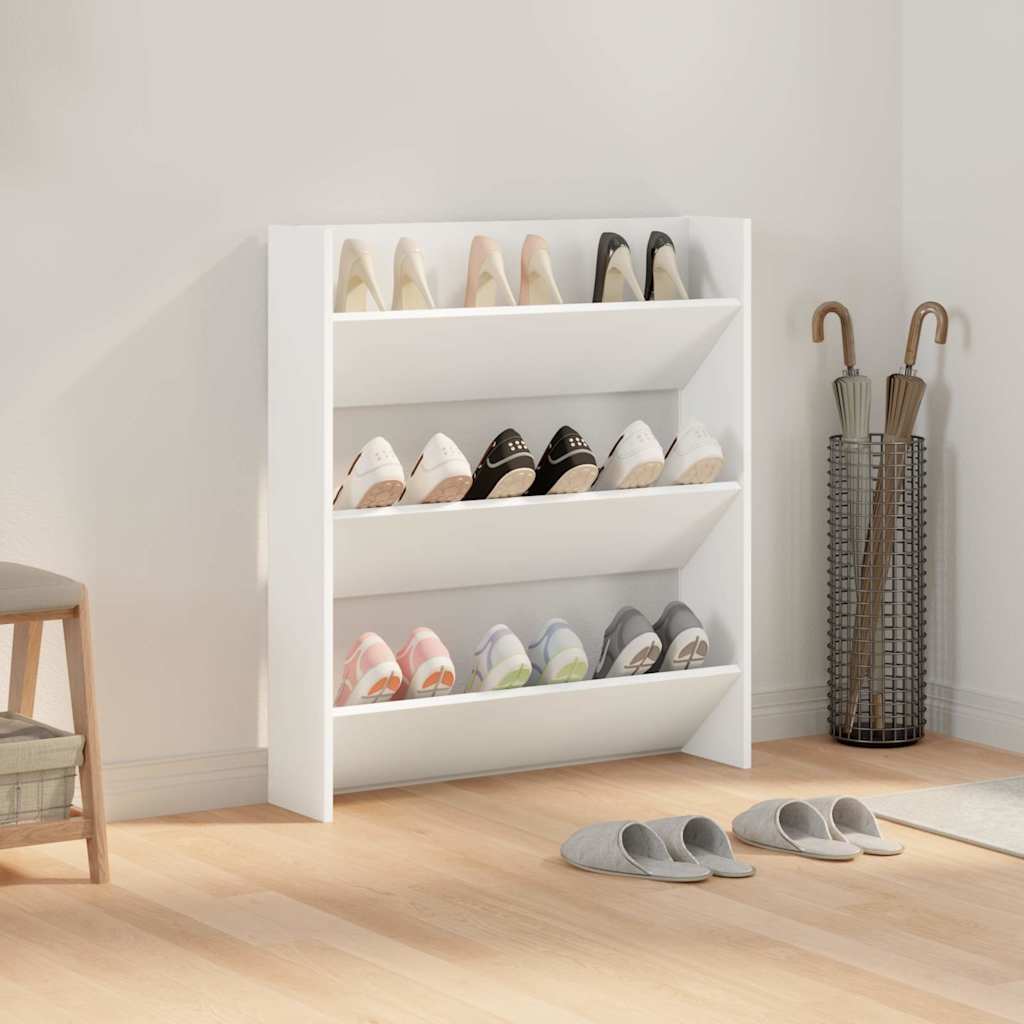 Gabinete de zapato de pared de Vidaxl 80x18x90 cm de madera propiedad de blanco