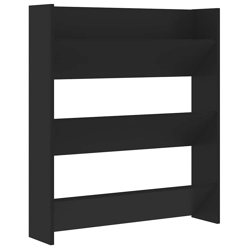 Gabinete de zapato de pared de Vidaxl 80x18x90 cm de madera propiedad de negro
