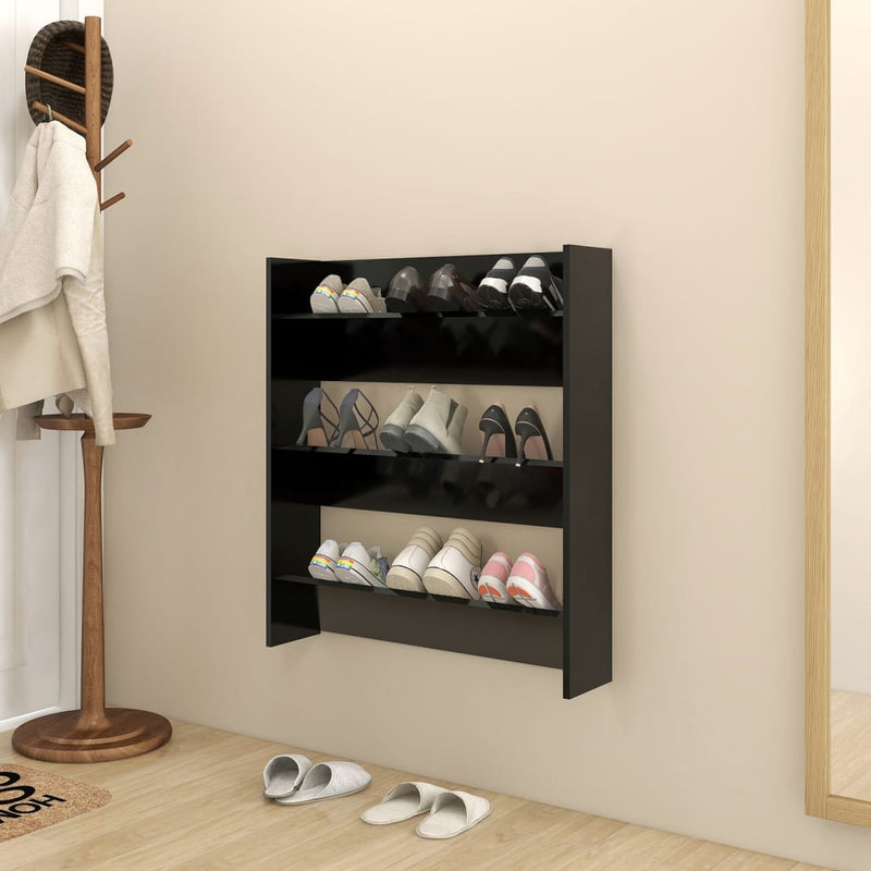 Vidaxl Wall Shoe Cabinet 80x18x90 cm Proprieted Black